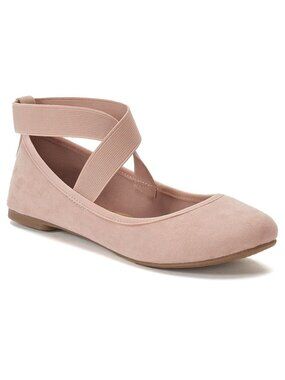 SO Seadragon Womens Flats With Elastic Straps Pink Size 6.5 Comfortable Suede-Li